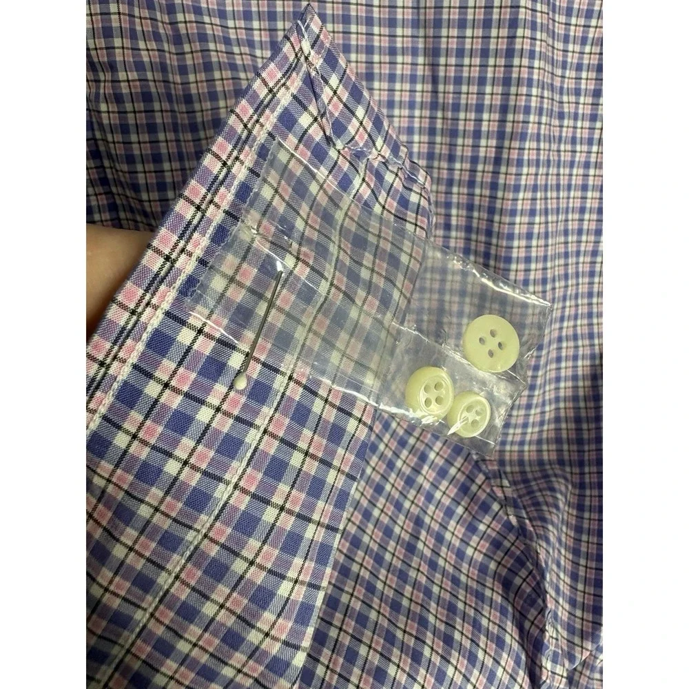Polo Ralph Lauren Shirt Mens XL Classic Fit Blue Pink Plaid Cotton Button Down